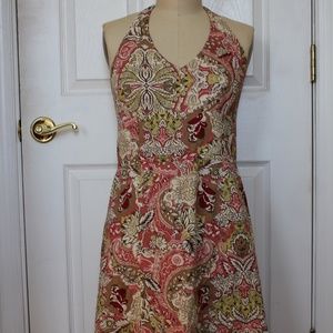 Ann Taylor Printed Lined Halter Dress - 10P